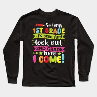 Kids So Long 1st Grade Graduation 2nd Grade Here I Come 2024 Long Sleeve T-Shirt